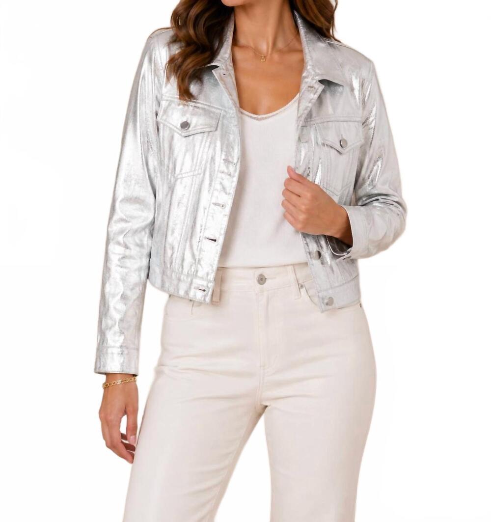 NEW INSIGHT metallic denim-inspired jacket in liquid blue